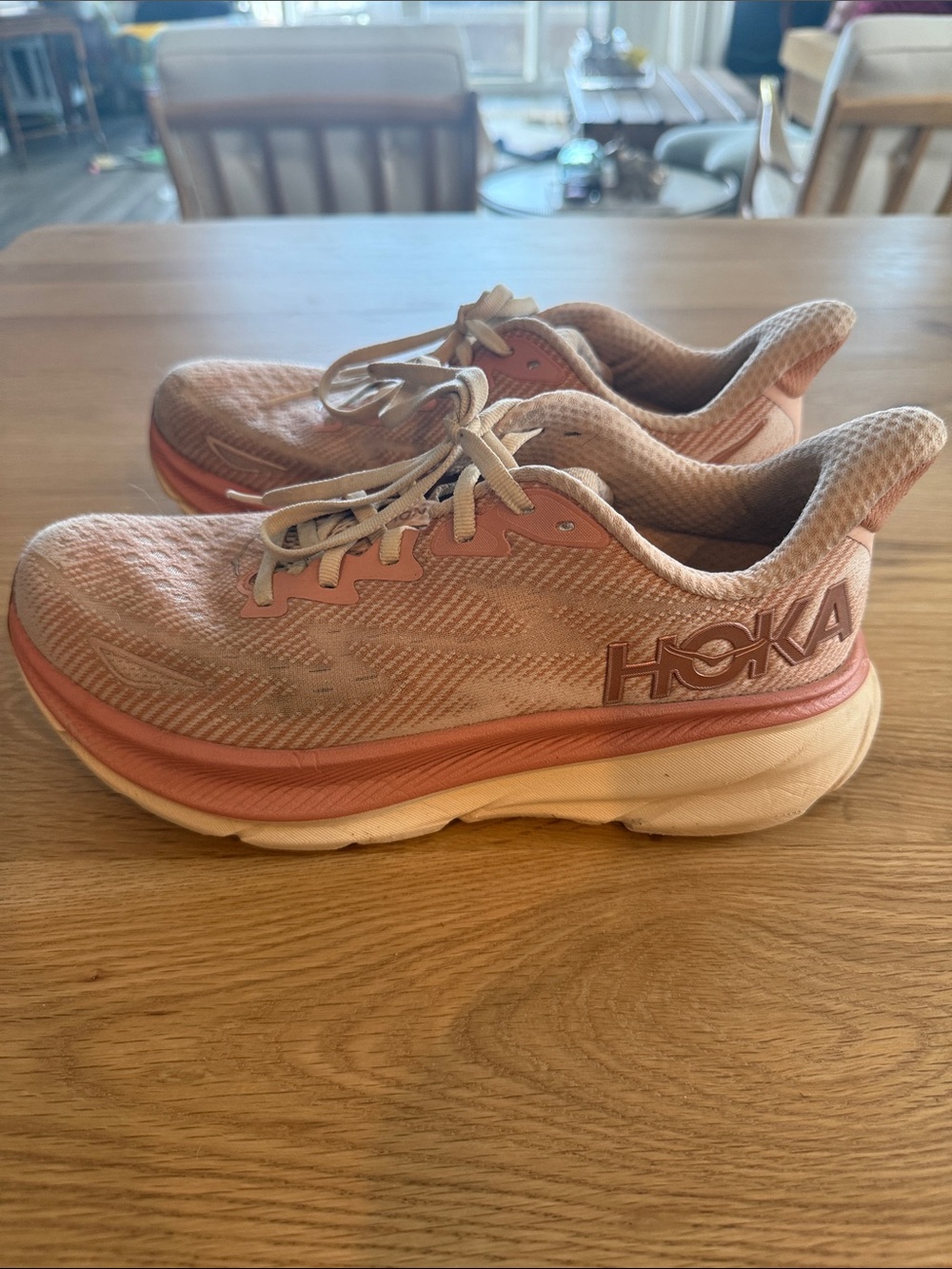 Hoka Women's Peach and Cream Running Sneakers